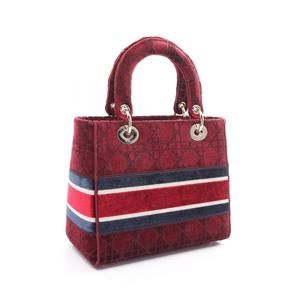 Dior D-Lite Fabric Lady Bordeaux Multicolor Handbag Medium